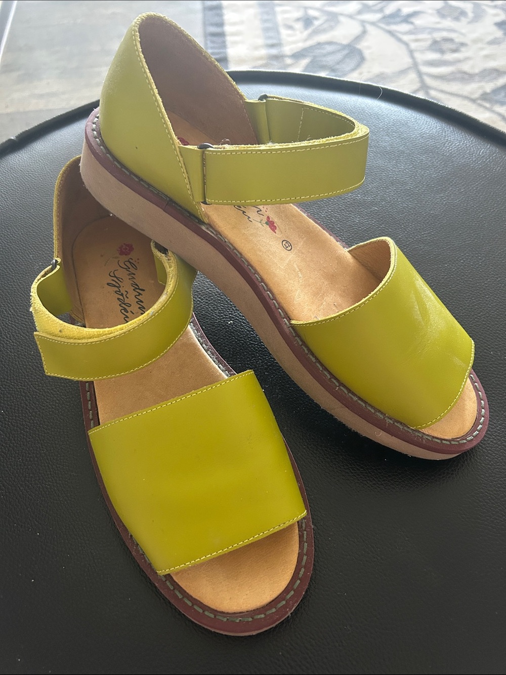 Gudrun Sjoden Lime Green Leather Sandals